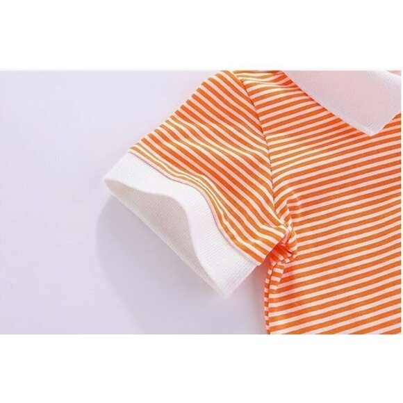 NWT Mud Kingdom Orange & White Stripe Polo Dress - Picture 10 of 12